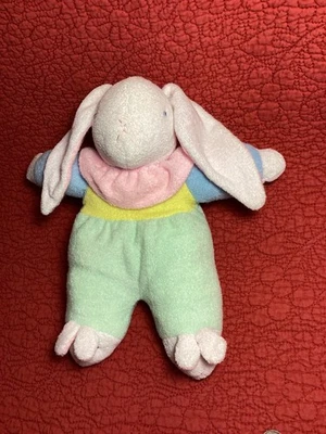 10” Vtg Carters Prestige Bunny Rabbit Pastel Terry Rattle stuffed Plush restored - Image 1 of 4