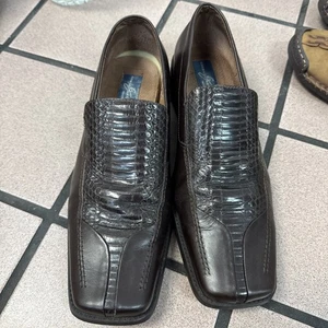 Lizard Pattern on Leather 13US Brown Mens Loafers Slip-On Giorgio Brutini - Picture 1 of 7