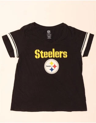 NFL Womens Pittsburgh Steelers Graphic T-Shirt Top UK 20 2XL Black Cotton DS19 - Image 1 of 3