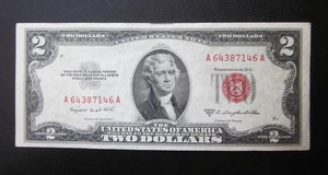 1953 B $2 TWO DOLLARS Red Seal Legal Tender Banknote Crisp VF++ OLD US Note - Picture 1 of 2