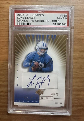 Luke Staley - 2002 UD Graded Rookie Autograph RC Auto #158 /75 SP PSA 9 Gold BYU - Image 1 of 2