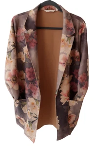 Damenblazer weiche Umrandung geblümt Größe Medium Wildlederimitat vorne offen Boho - Bild 1 von 11