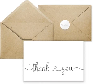 Thank You Cards with Kraft Envelopes and Stickers, Bulk Pack of 20, 4X6 Inch Pro - Picture 1 of 6