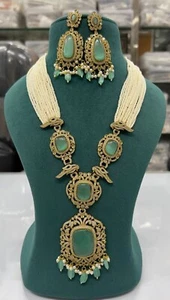 Vintage Style Pearl Beaded Necklace and Earring Set, Gold-Tone Necklace - Picture 1 of 5