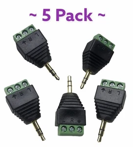 5-PACK 3.5mm 1/8" Stereo Male Plug to AV 3-Screw Terminal Block Connector US STK - Picture 1 of 5