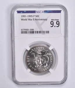 Mint State 9.9 1991-1995-P World War II Commemorative Half Dollar NGC X NGCX - Picture 1 of 5