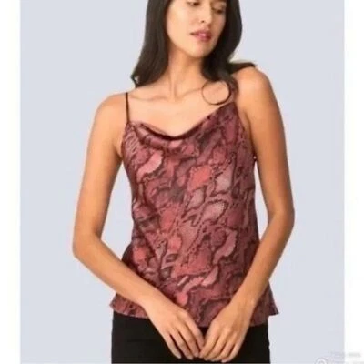 NWT L'AGENCE 100% Charmeuse Silk Kay Cowl Neck Cami Top Reptile Snake Print XS - Image 1 of 4