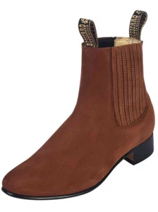 El Besserro Men's Botin Charro Short Ankle Boots Genuine Nubuck Leather Camel - Picture 1 of 1