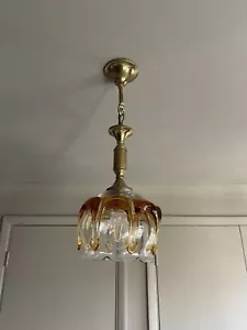 Vintage Murano? Carmel Drip Ceiling Light Great Patina - Picture 1 of 7