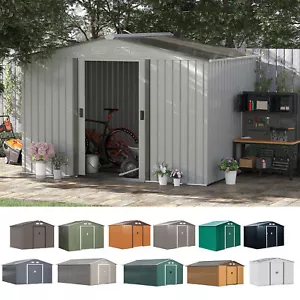 Storage Garden Equipment 2 Door Shed Galvanised Metal Grey Outdoor - Picture 1 of 1
