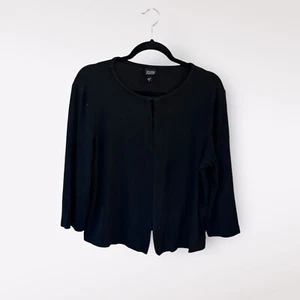 Eileen Fisher Womens Preppy Cardigan Cover Up Size L Black Grunge Goth Office - Picture 1 of 11