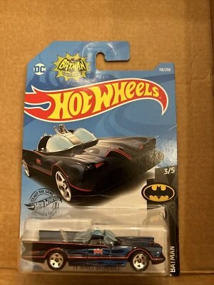 Hot Wheels DC Batman Black Classic TV Series Batmobile 118/250 Long Card - Image 1 of 3