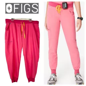 Figs Zamora Joggers Scrubs Pants XXL 2X 18 20 Neon Pink Coral Nursing V - Picture 1 of 5