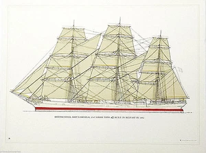 Navegando a través de los siglos litografía 33 barco británico de acero Garfield 1882 Belfast - Imagen 1 de 3