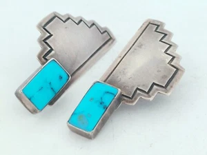 Vintage Indianer natürliche Türkis Sterling Ohrstecker - 42 mm - Bild 1 von 5