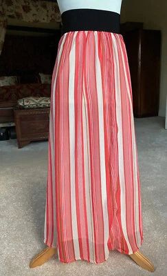 SUMMER La Redoute very long candy stripe lined skirt 12 - 14 with pockets - Image 1 of 3