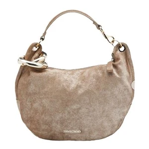 Jimmy Choo Glittery Solar Handbag Gold Leather Shoulder Hobo Purse Authentic - Picture 1 of 16