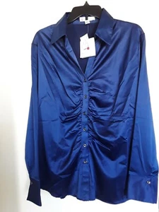 NEU LILA GEBLÜMT blau Langarm Oberteil Bluse ~ ~ Damen Gr. XL - Bild 1 von 3