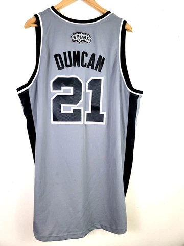 Tim DUNCAN San Antonio SPURS Jersey #21 Vintage NBA Adidas 2XL SEWN Gray Cover