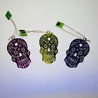 Day Of The Dead Christmas Ornaments Metal Skulls Set Of 3 World Market Lot 1