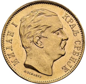 Serbia - 1882V Milan I Gold 10 Dinara - NGC MS60 - RARE - BRIGHT & LUSTROUS! - Picture 1 of 4