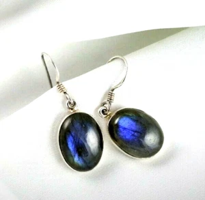 Pendientes de alambre de plata esterlina 0,925 naturales de gota/colgante de labradorita - Imagen 1 de 4