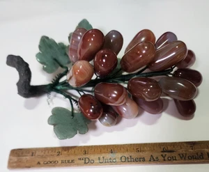 Carnelian Onyx Jade Polished Grape Polished Stone Cluster Dark Green Leaves - Picture 1 of 4