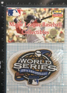 2003 WORLD SERIES MARLINS YANKEES OFFICIAL MLB BASEBALL JERSEY PATCH MINT IN BAG - Picture 1 of 3