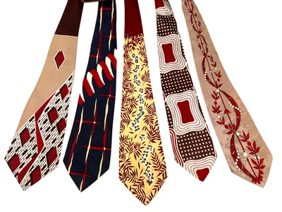 5X 1940s Vintage Men’s Neck Tie Lot | Swing Era Silk Rayon MCM Novelty Neckties - Image 1 of 4