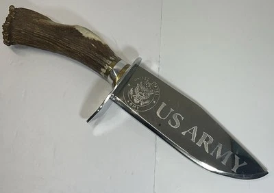Cuchillo Bowie Hoja Fija 20" con Mango de Cuerno Ejército de Estados Unidos Novedad Coleccionable Foto 1 de 4