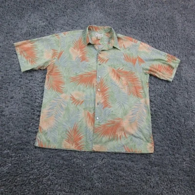 Norm Thompson Tori Richard Shirt Mens XL Green Orange Leaf Print Hawaiian Cotton - Image 1 of 4