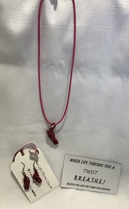 Jabekit Jewelry Pink Twister Cyclone Earrings and Necklace Handmade 230530/JA - Picture 1 of 3