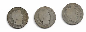 Lot of 3 Barber Dimes : 1900 1900-O 1900-S - Picture 1 of 2