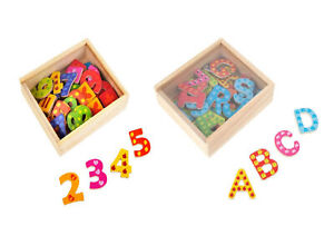 Magnet Zahlen Buchstaben Auswahlin Holz Box 40 oder 37 teilig ab 3 Jahre NEU