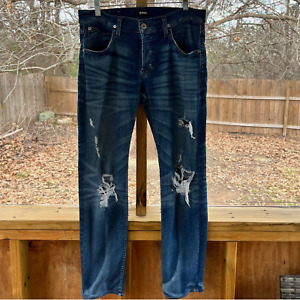 Hudson Jeans Men's Blake Slim Straight Button Fly Medium Wash Jeans Size 32