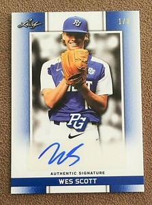Wesley Scott 2018 Leaf Perfect Game All-American Autograph Blue RC #GD-WS1 /3