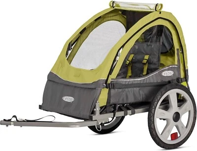 Instep Behind Bike Trailer Carrier for Toddlers Kids Single Seat Green/Grey - Image 1 of 4