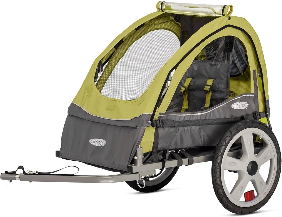 Instep Behind Bike Trailer Carrier for Toddlers Kids Single Seat Green/Grey - Image 1 of 4