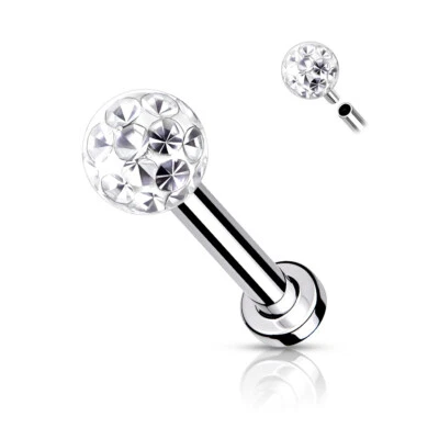 Epoxy Covered Ferido Ball Surgical Steel Tragus Lip Piercing Labret Cartilage - Image 1 of 4