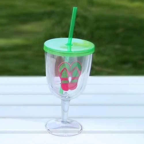 Chanclas verde rosa acrílico copa de vino 17 oz 60840G Foto 1 de 1