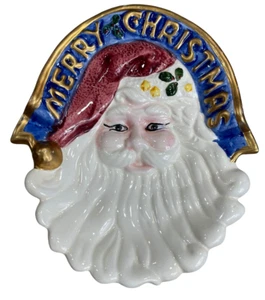Vintage Corning Factory Store Santa Frohe Weihnachten Banner Süßigkeitenschale Teller 1999 sehr guter Zustand - Bild 1 von 7