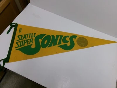 Original Vintage Authentic NBA Seattle Supersonics 1970s Team Pennant----29"x12" - Image 1 of 4