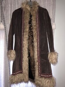 Afghan coat Topshop suede with faux fur trim, used great condition Size 10