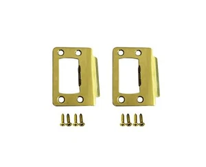 2PCS Solid Brass Restorer Lock Strike Plate 2-1/4"x1-3/4" Polished Brass MIT - Picture 1 of 2