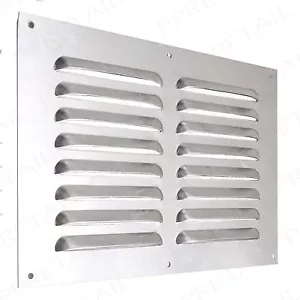 9" x 6" Louvre Air Vent Satin Aluminium/Metal Chrome Effect Wall Grille Cover - Picture 1 of 3