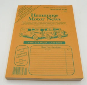 Hemmings Motor News November 1993 Auto Marketplace - Picture 1 of 2