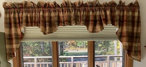 "Cenefa ventana colores otoño 206"" X 37,5"" diseño borgoña, naranja, tostado, hoja verde" - Imagen 1 de 6