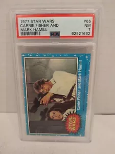 1977 Topps Star Wars Series 1 Blue - CARRIE FISHER AND MARK HAMILL #65 - PSA 7 - Picture 1 of 2