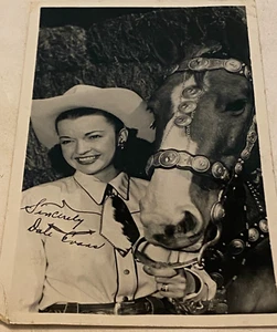 Dale Evans W/ Buttermilk 3x5 Black & White Fan Club Photo Facsimile Signature - Picture 1 of 3