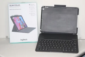 Logitech Slim Folio Keyboard Case for Apple iPad 7th/8th/9th Gen. - Graphite - Picture 1 of 2
